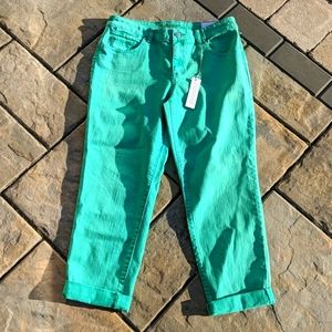 Chico's Platinum pastel green cuff jeans skimmer 1